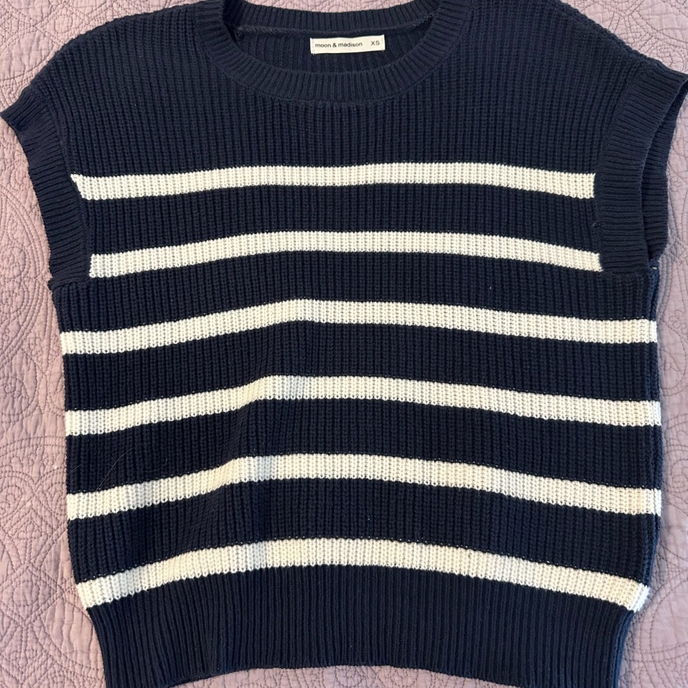 moon & madison Navy and White Striped Sweater